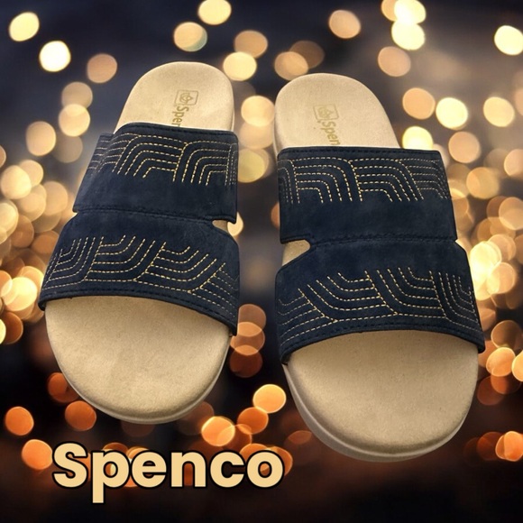New Spenco Twilight Ellie 9.5D in Peacoat/Gold Sandals CCO PRICE Drop 7/13 - Picture 2 of 15